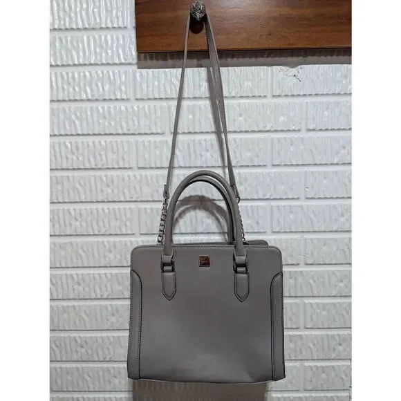 Nine West Women's Gray Solid Square Satchel With Shoulder Strap Handbag - Picture 1 of 6